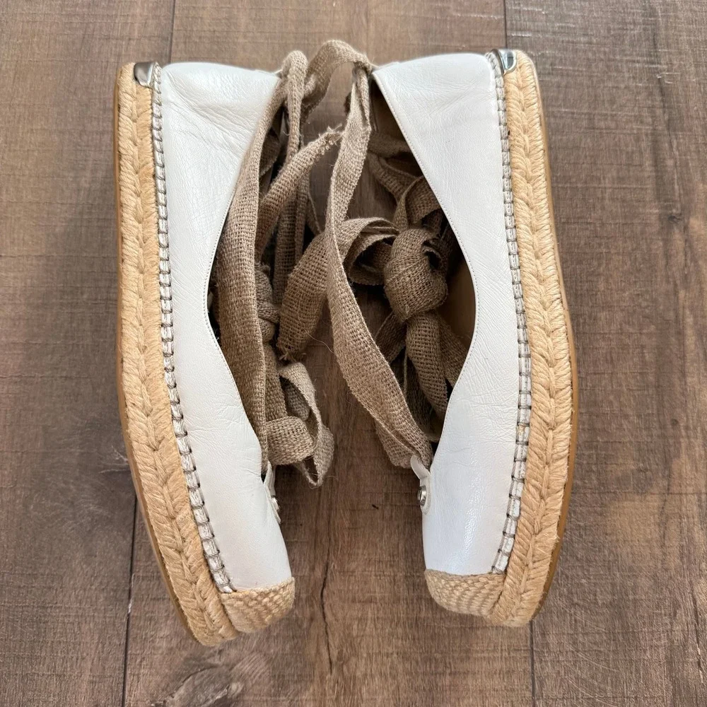 Stuart Weitzman Espadrille Flats Wrap‎ Up Tie Shoes Size 8.5M Vacation Beach